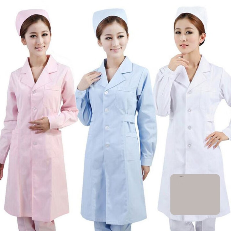 Donaish work clothes white coat medical doctor's test clothes cavity beauty salon work clothes long sleeved spring and summer spring and autumn style suit collar white coat blue pink nurse's clothes Saint Shirley fabric