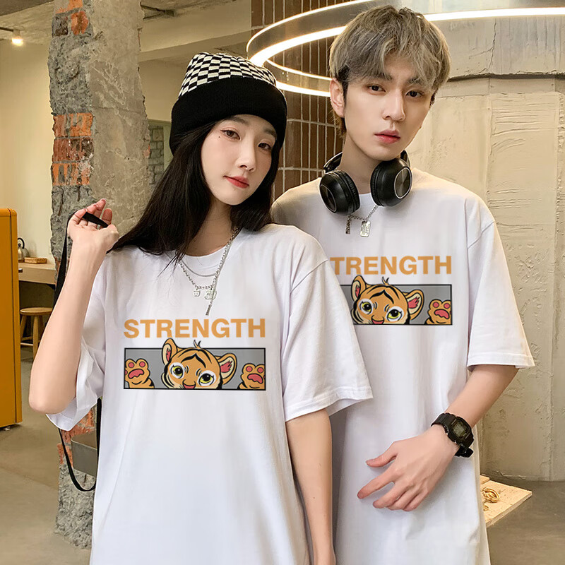 Love (two pieces) couple summer short sleeved T-shirt half sleeved top 2022 new trend brand one man and one woman loose and versatile T-shirt set student class uniform customization