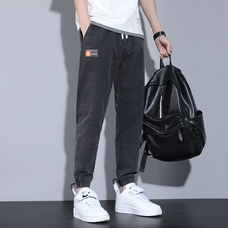 Jeans men's spring and summer pants men's trend loose nine point elastic fashion fashion fashion brand casual and versatile Harlan Leggings men's weiqi'an