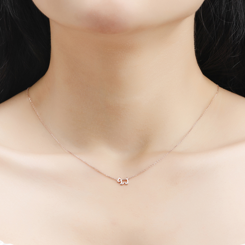 瑷嘉莎925银项链镂空小狗锁骨链300元左右送女友生日情人节礼物