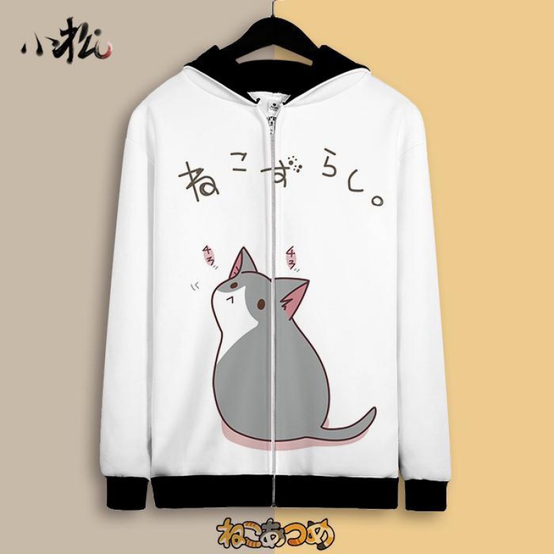 Cat's backyard coat surrounding animation sweater cute long sleeve two-dimensional clothes student men's and women's clothes Plush thick