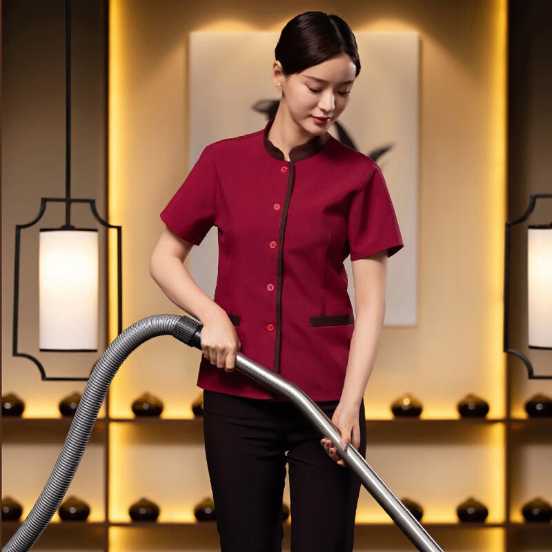 Weixinqi cleaning clothes short sleeve suit summer men's and women's property hotel cleaner uniform community shopping mall restaurant waiter cleaner clothes