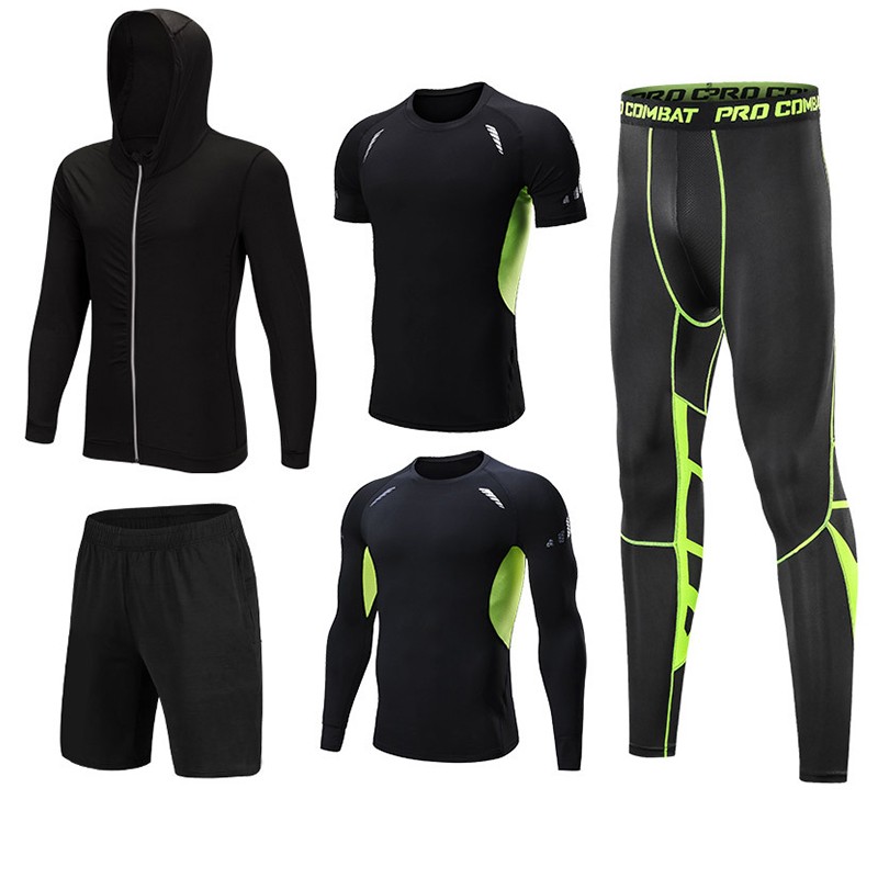 (niukaile) fitness suit sports suit men's summer fast drying clothes running basketball tights morning running gym men's training clothes