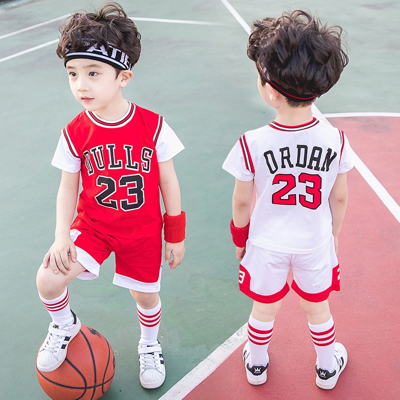 L ADIDAS Η EN boys' summer suit short sleeve summer thin pure cotton children's clothes children's wear two-piece sports children's basketball suit Ya Nike official website