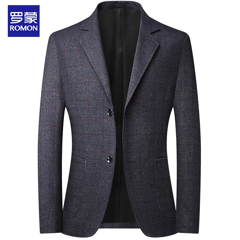 Romon Romon suit men's middle-aged and young business leisure single Western coat Korean Plaid middle-aged professional formal suit wrinkle resistant and slim fitting small suit