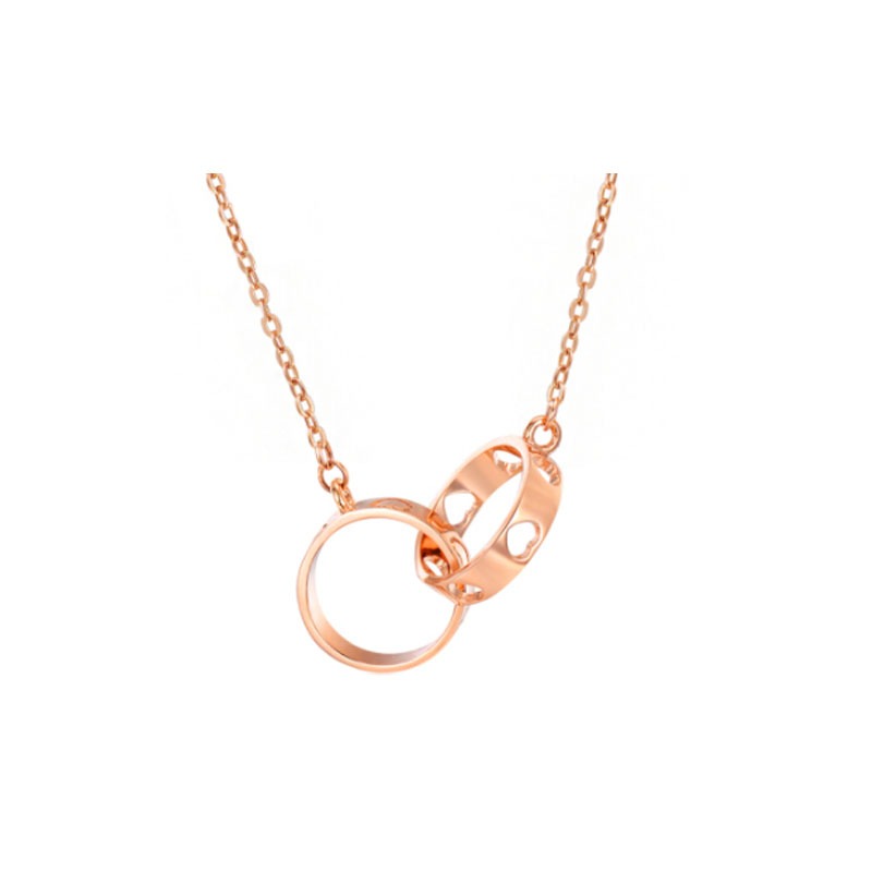 阿梵尼 玫瑰金双环吊坠
