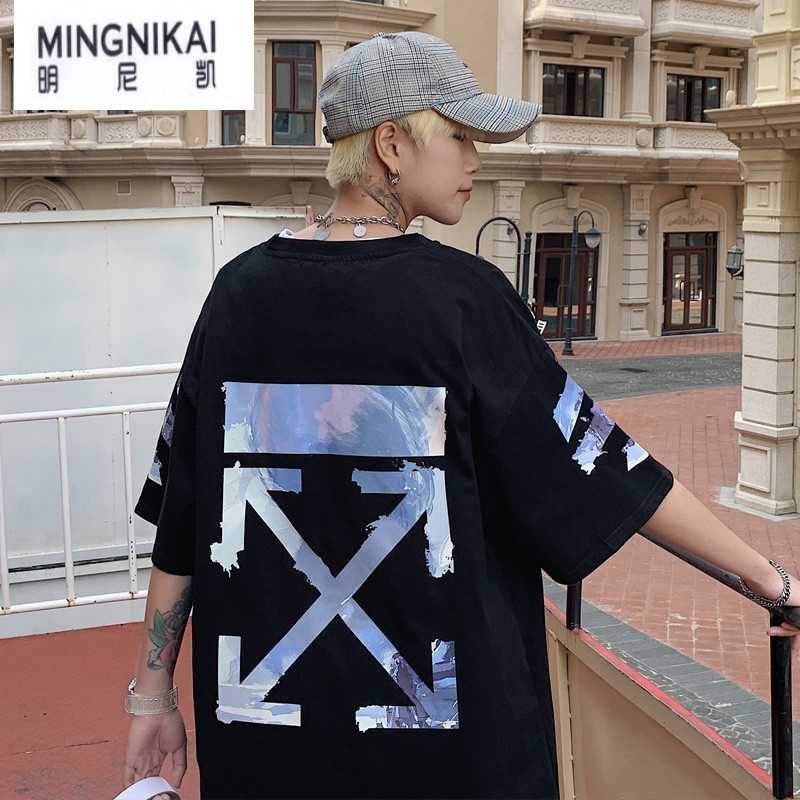 Minnikai 2022 summer new ins port style trend short sleeve t-shirt men's printed 5-sleeve loose and versatile student clothes