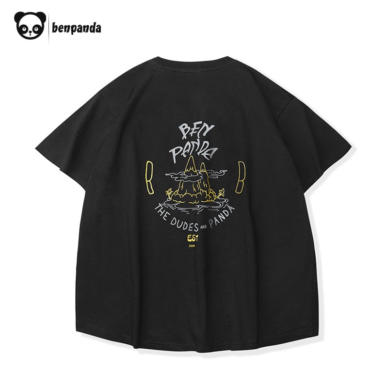 Panda this summer's new round neck t-shirt men's fashion brand ins printed couple large short sleeve T-shirt