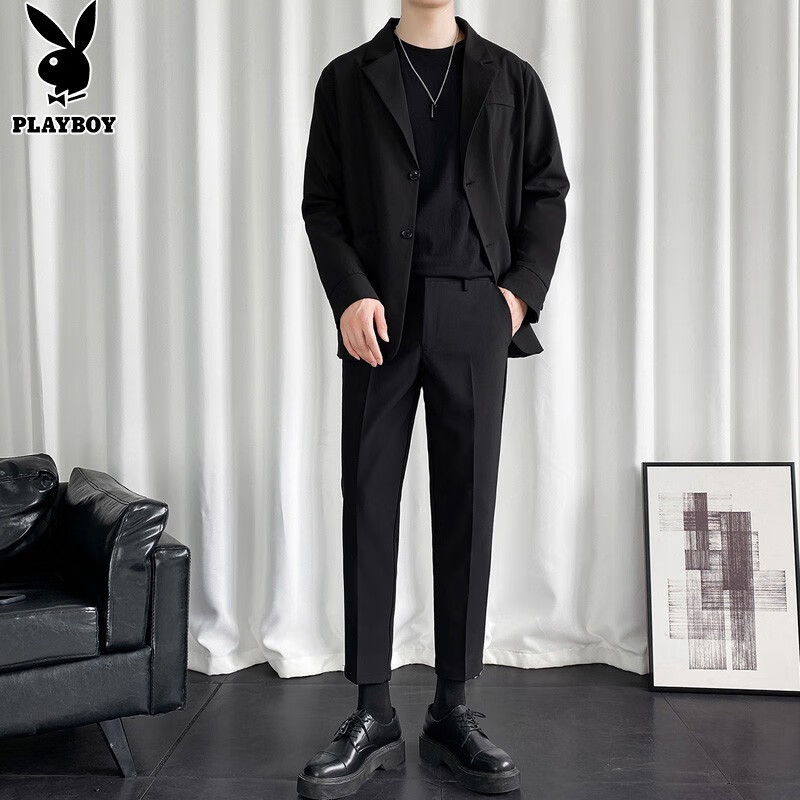 [three piece set] Playboy suit suit men's 2022 spring and summer new Korean version light business leisure slim fit handsome youth small suit formal coat men's joint name