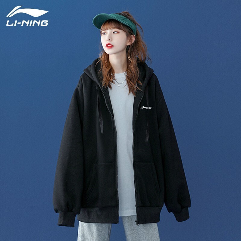 Li Ning coat men's and women's same Hooded Sweater spring and autumn new loose casual jacket knitted cardigan sports coat