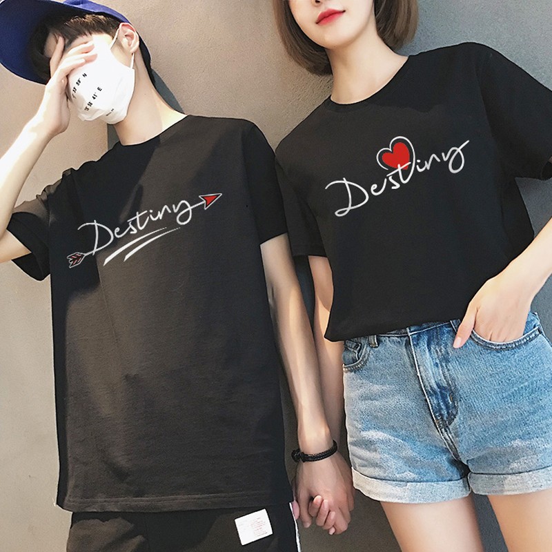 Mdlila couple's summer short sleeved t-shirt men 2021 new summer one male and one female student casual loose clothes couple's suit half sleeved top class clothes customization