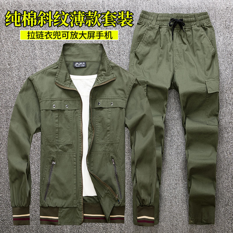 Summer thin work suit men's Wear-resistant camouflage labor protection suit twill auto repair welder's suit m