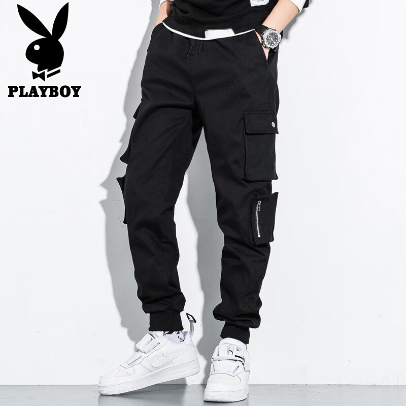 Playboy work clothes casual pants men's 2022 summer new top youth Leggings men's fashion brand large black men's fashion pants