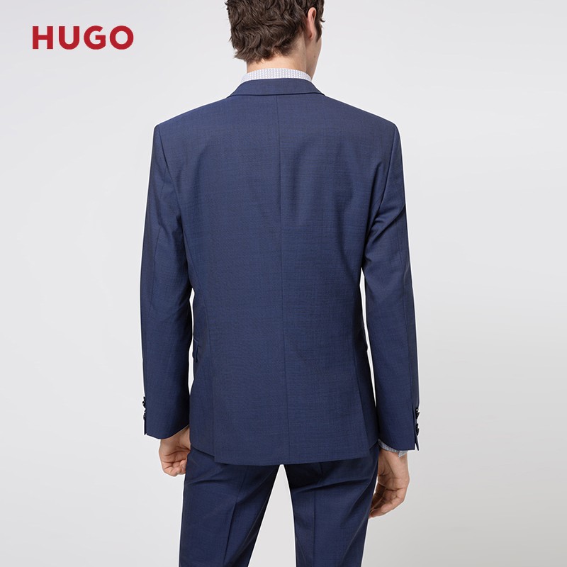 Hugo Boss Hugo Boss suit men's fashion leisure single breasted round hem wool blend suit men's