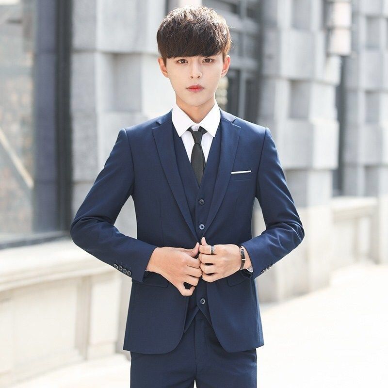 Visrea suit suit men's three piece suit Korean slim fit brothers' group suit small suit best man dress groom's wedding dress