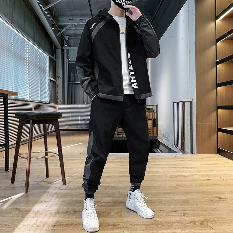 A suit of clothes men's sweater spring and autumn fashion brand sportswear leisure suit men's spring and autumn youth Korean version trend loose large student jacket men's coat spring bindeacon
