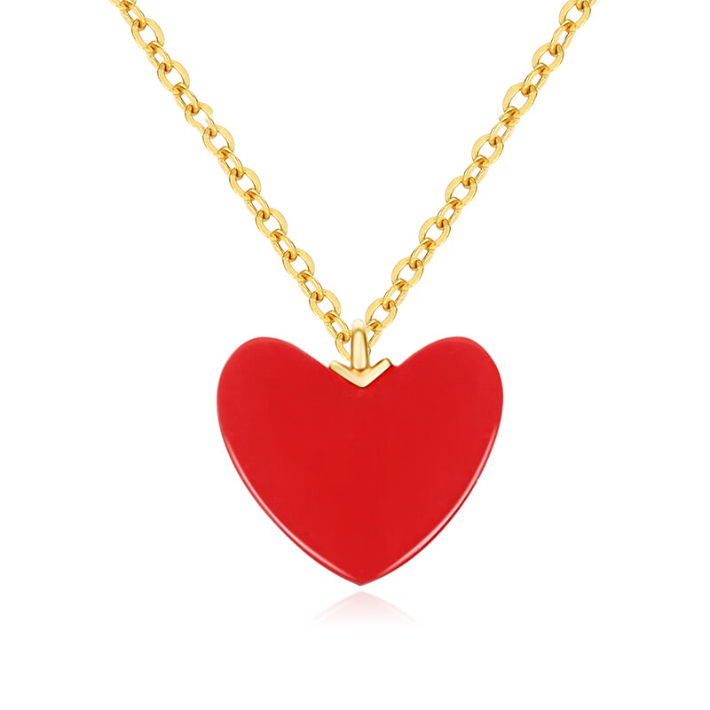 范琦珠宝 玫瑰金小红心吊坠项链