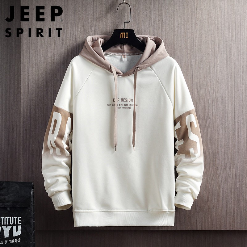 Jeep men's 2021 new loose spring and autumn hooded men's fashion ins coat men's wear long sleeved t-shirt men