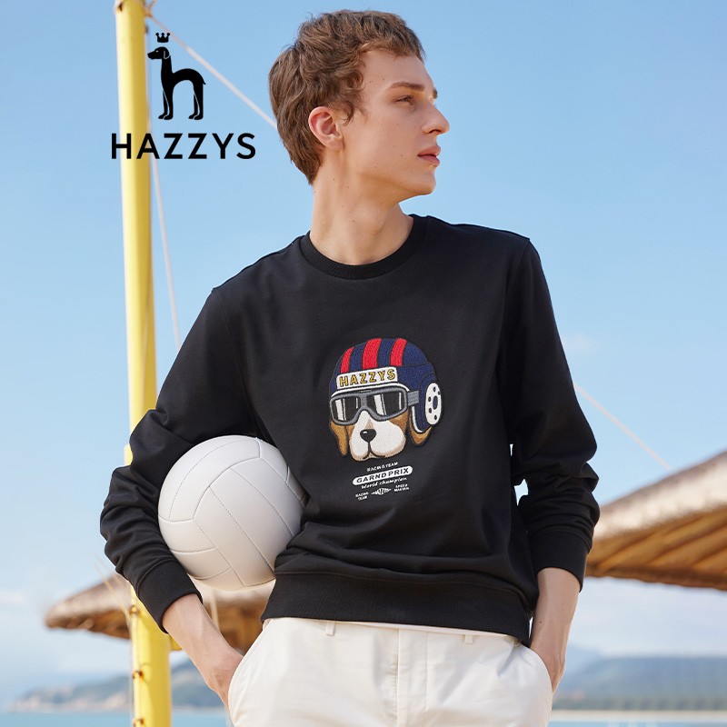 [same model in shopping mall] haggis hazys 2022 spring new loose puppy round neck Pullover couple sweater abtze02ax12