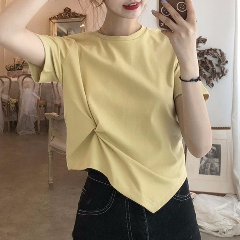 Qinmo short sleeved T-shirt women's 2022 summer new large women's loose Korean student short pure cotton T-shirt half sleeved clothes women