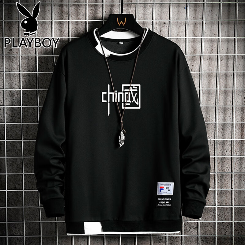Playboy sweater men's spring fashion trend bottomed shirt Chinese Style Men's wear joint name clothes versatile work clothes young students Pullover men's and women's lovers' jacket national trend long sleeved T-shirt