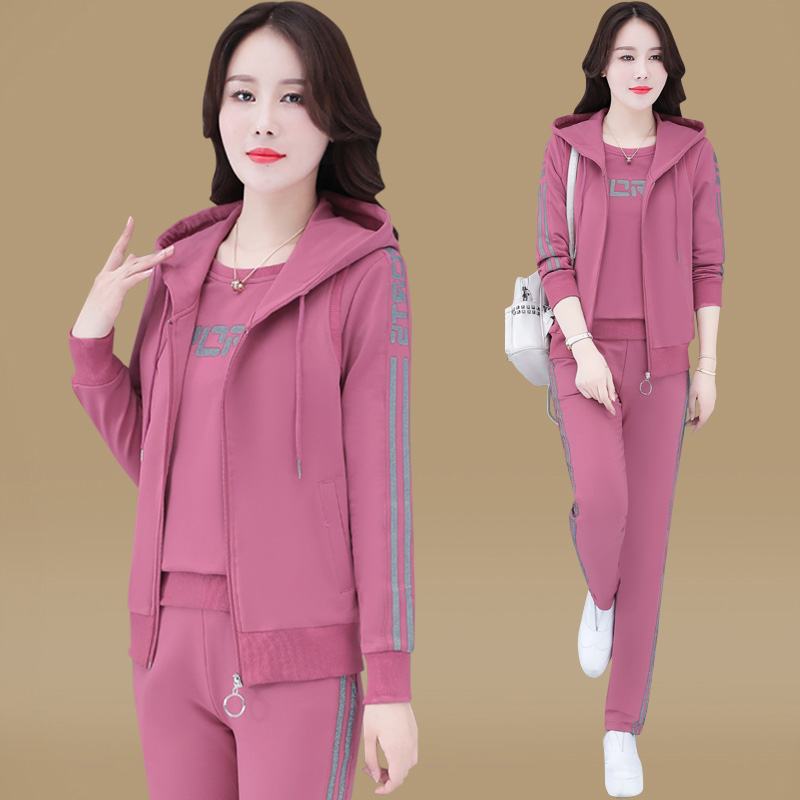 Zhengdie sports suit women's spring and autumn new 2021 Korean version fashion foreign style casual wear fashion three piece suit