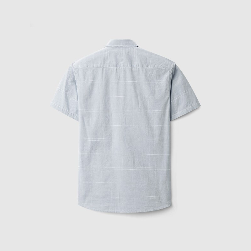 HLA Hailan home short sleeve casual shirt men's summer Plaid comfortable soft button neck top hnecd2d067a light grey plaid (67) 175 / 92a (40)