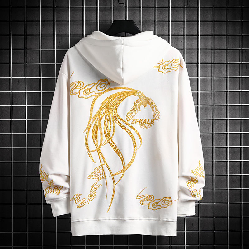 Hechen Heavy Industry Phoenix embroidery Hoodie men's fashion loose trend lazy style Chinese style couple clothes