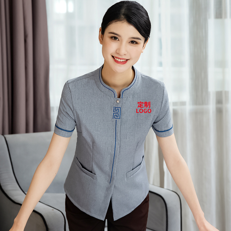 Hotel cleaning clothes short sleeve women's summer suit Sales Department cleaning aunt work clothes cleaning staff PA customization
