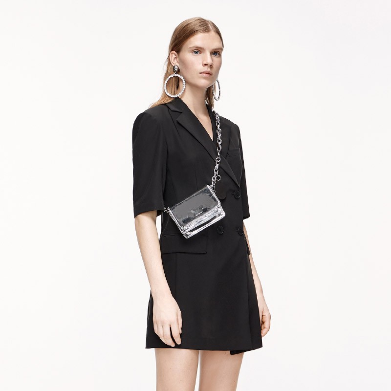 Moco new summer products Lapel double row Button Waist suit dress moanko goblin skirt