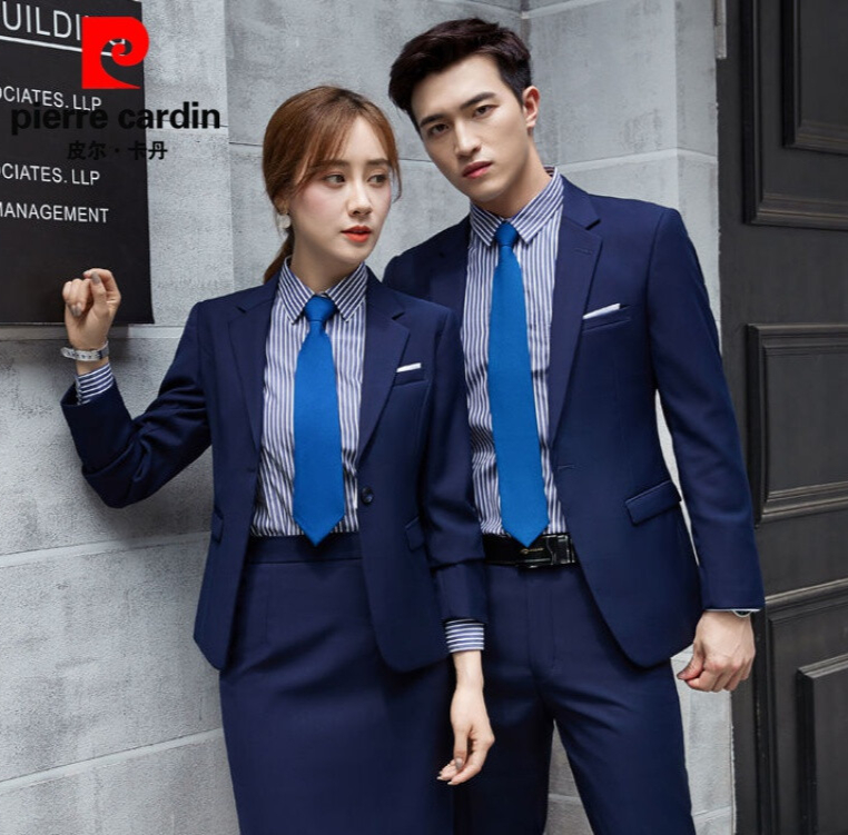 &Pilkadan royal blue suit suit real estate custom suit men's and women's same style 4S shop work clothes bank insurance work clothes knitting