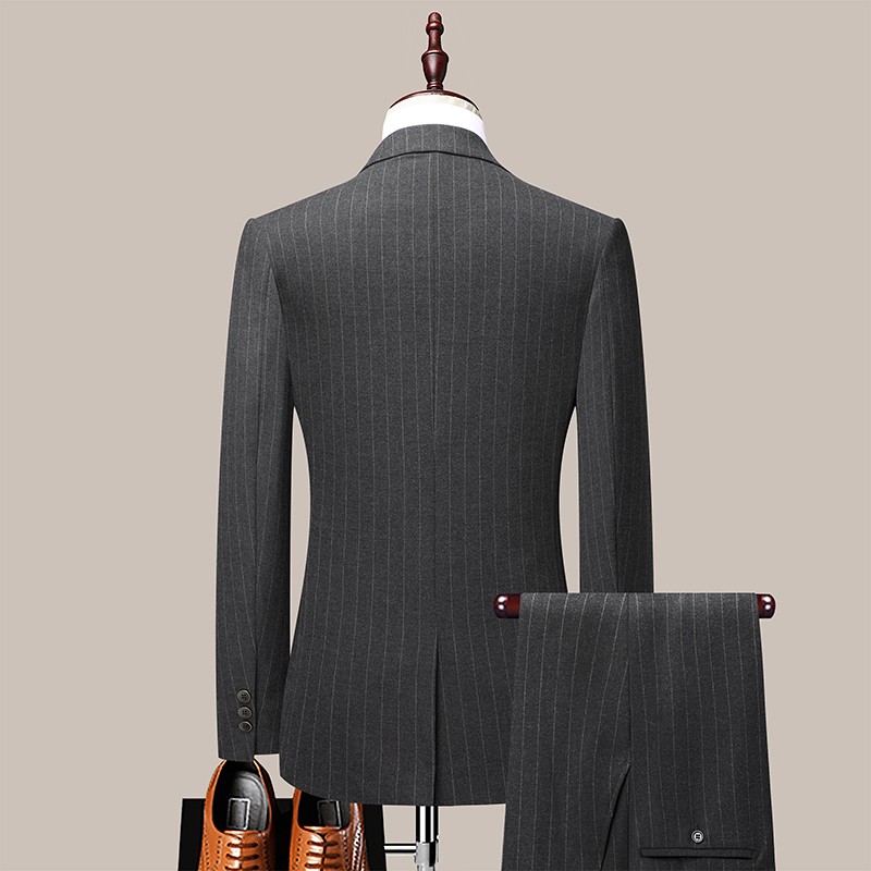 Romon Romon suit set men's four seasons slim fit professional formal dress men's elastic suit set business gentleman best man's dress groom's dress wedding dress fashion men's dress