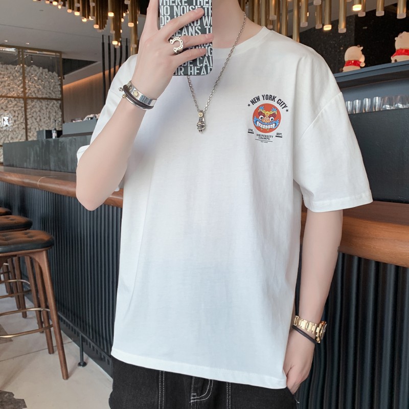 Aemape short sleeve t-shirt men's 2022 fashion simple round neck Chinese style printed summer dress solid color trend casual Half Sleeve T-Shirt Top Men's FKS 967