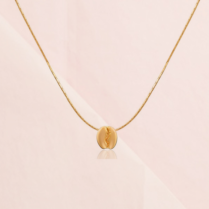 周大福咖啡豆银项链