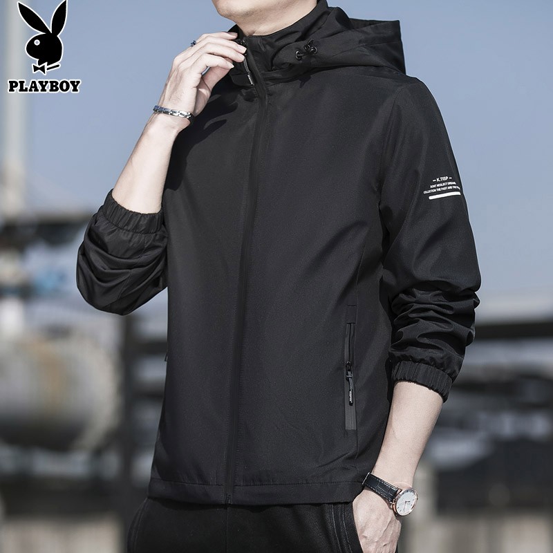 Playboy jacket men's spring 2022 new fashion brand new men's coat hooded charge coat clothing Korean version leisure Guochao men's clothing Playboy jacket men's spring 2022 new fashion brand new men's coat hooded charge coat clothing Korean version leisure Guochao men's clothing