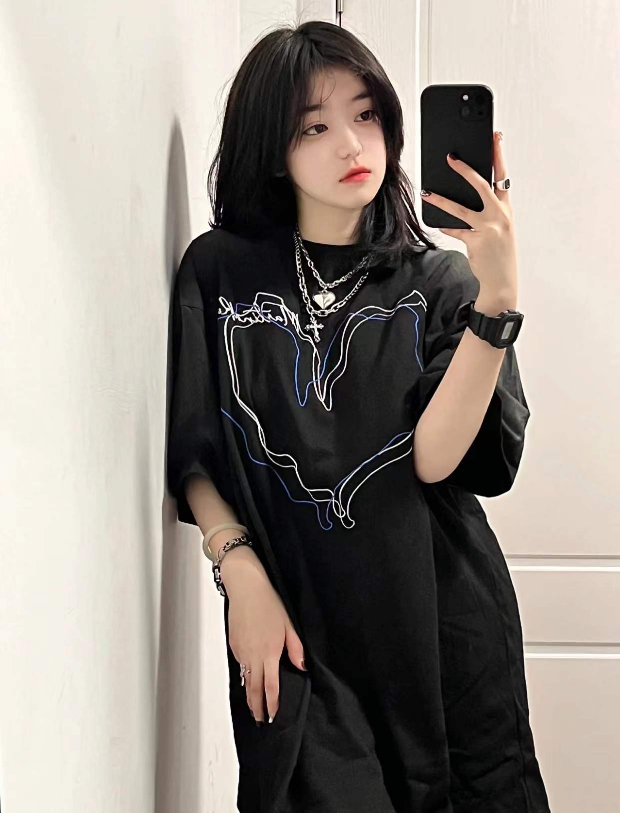 Samyiguochao brand love printing American style versatile retro short sleeve T-shirt women's summer 2022 new Harajuku loose student half sleeve top