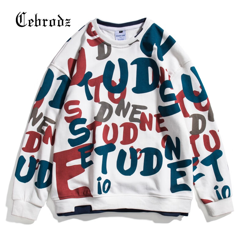 French cebrodz fashion brand men's spring and autumn new loose letter printing fake two-piece Pullover couple's top