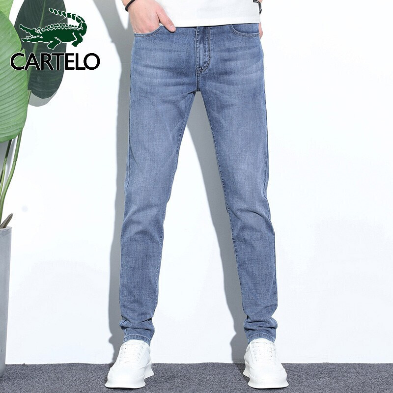 Cartelo jeans men's straight 2021 summer Korean pants men's fashion brand elastic loose jeans men's style