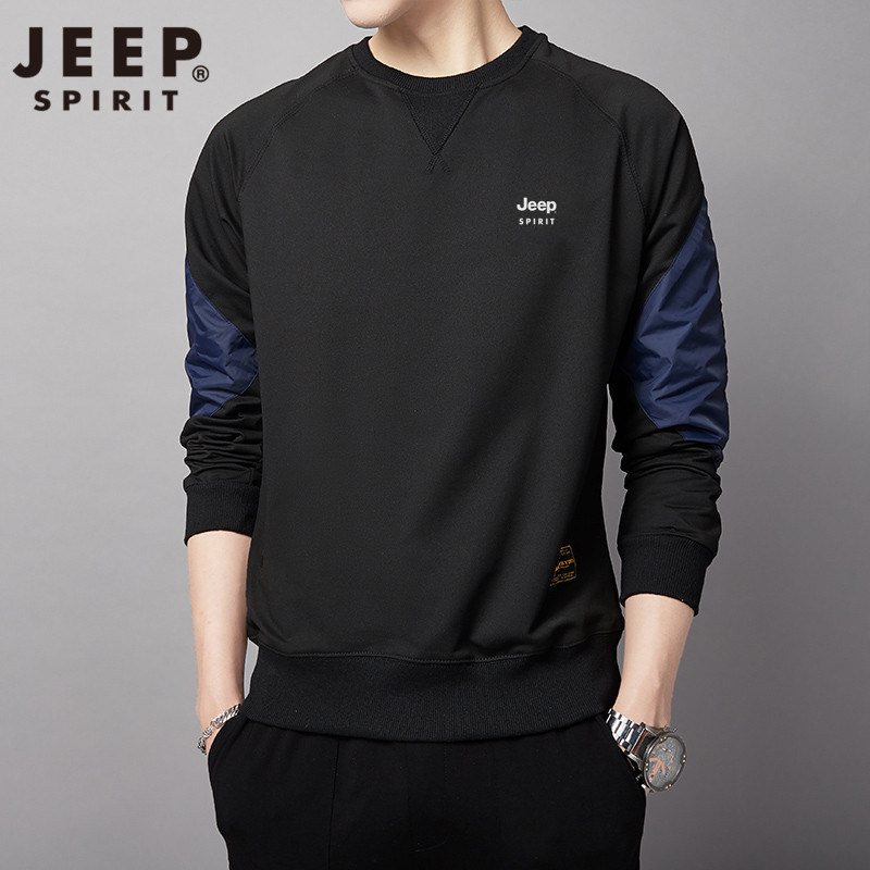 Jeep Jeep sweater men's autumn and winter new products men's round neck slim fit cotton T-shirt youth fashion casual sportswear bottomed shirt men's top