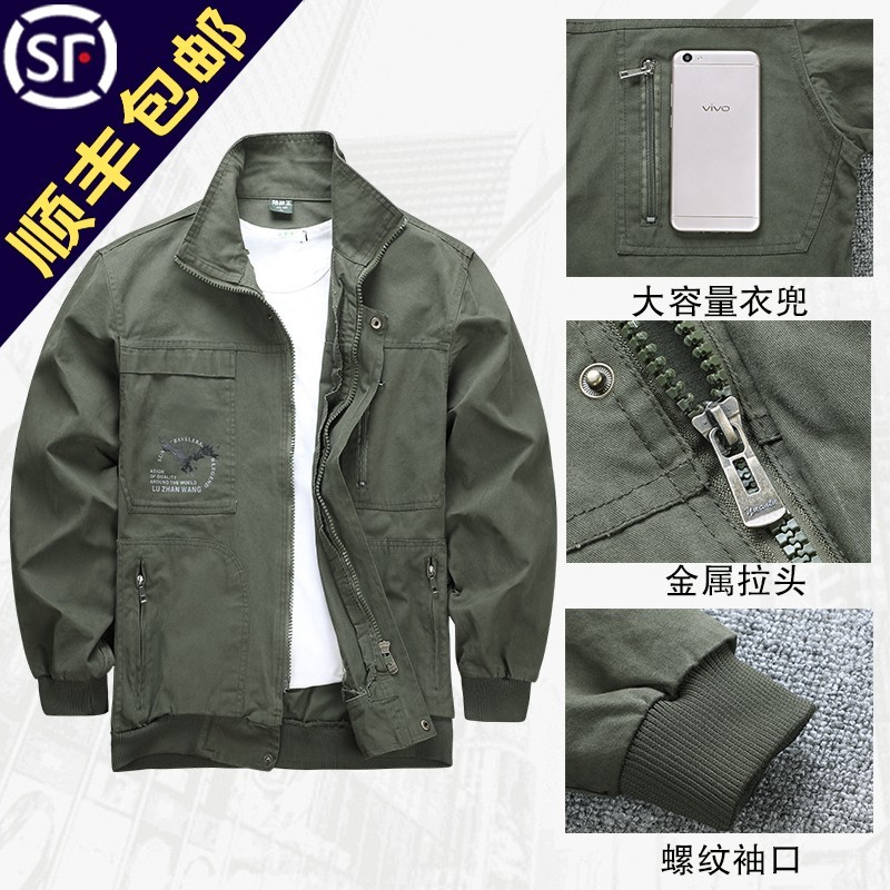 Invoiced spring and autumn cotton work clothes men's coat Long Sleeved electric welding clothes labor protection clothes one-piece coat auto repair clothes maintenance clothes factory clothes