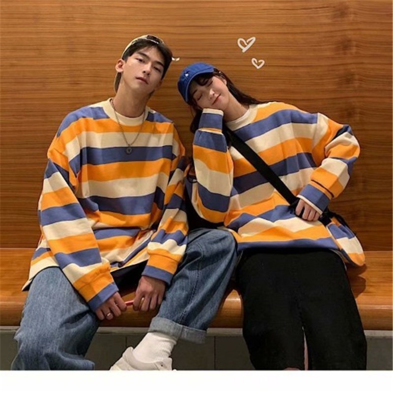 @JIAYE couple's autumn coat 2021 new trend ins loose tide brand striped couple's sweater design