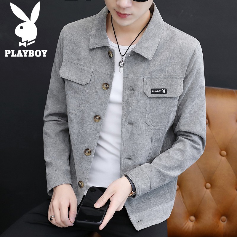 Playboy coat men's autumn 2021 new Korean fashion casual jacket work clothes men's Lapel Hong Kong Style youth windproof large coat