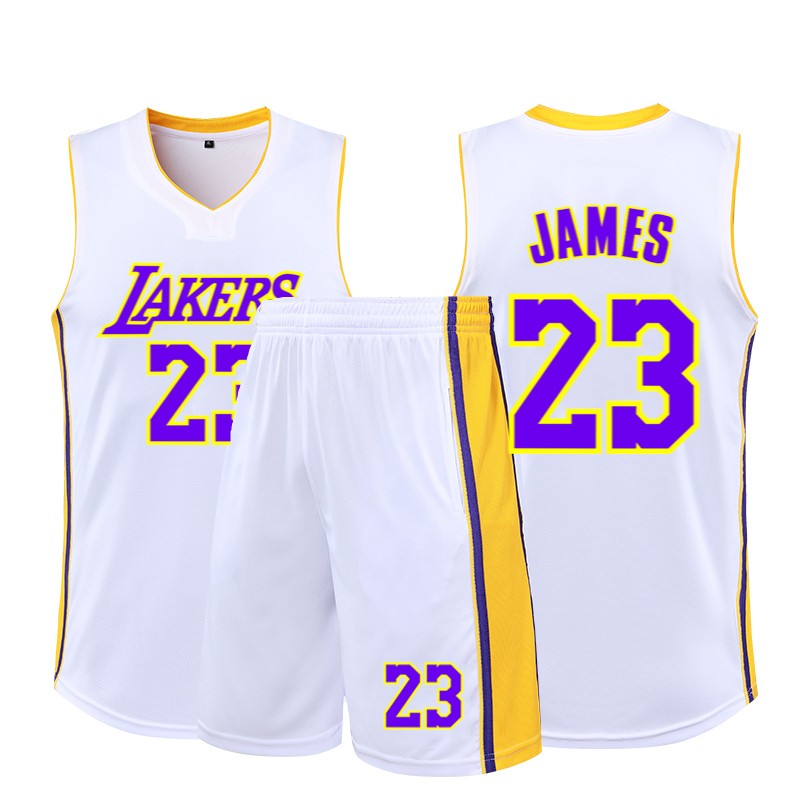 Hezhe basketball suit men's Lakers basketball suit No. 6 Jersey match training team uniform sports quick drying breathable vest adult children's team customization