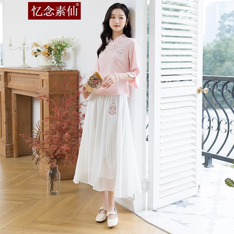 Memory of Suxian 2022 spring new Han costume women's ancient costume improved Tang costume ancient style women's costume Republic of China style retro embroidery tea suit