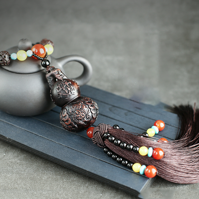 麦尊 桃木平安葫芦汽车挂件