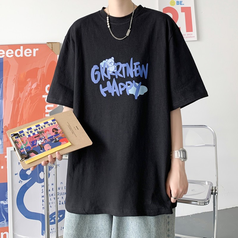 Gioio cotton short sleeve men's summer fashion 2021 new port style T-shirt ins versatile loose thin Harajuku half sleeve T-shirt