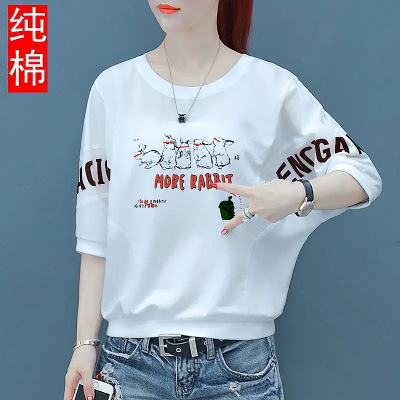 Chong Lin pure cotton T-shirt women's new short sleeved T-shirt women's 2021 summer clothes versatile loose thin top Korean Batman T-shirt