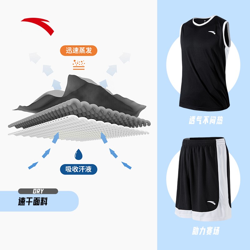 [same style in shopping mall] Anta basketball suit men's 2022 summer new moisture absorption quick drying short sleeved shorts two-piece match training suit official flagship