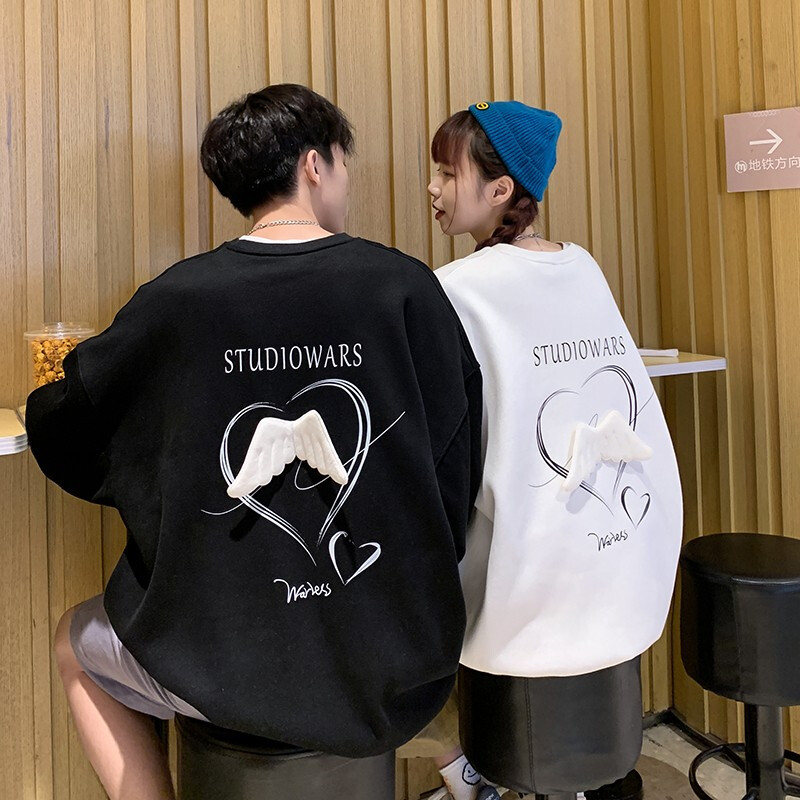 Cao Jian @ men's and women's new fall ins Hong Kong Style couple's love wing design sense of forgiveness group purchase student class clothes, sweater coat, men's national fashion men's wear co branded fashion brand