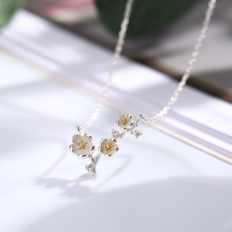 JG 森系花枝锁骨银项链